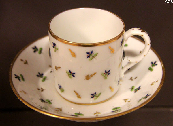 Cup & saucer (1797-1814) by Caen Porcelain Manuf. at Caen Museum of Fine Arts. Caen, France.
