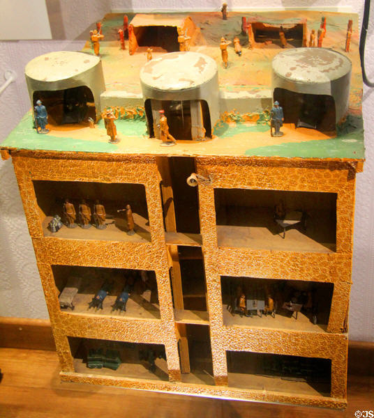 Model of underground bunkers of French Maginot Line defenses at Caen Memorial. Caen, France.