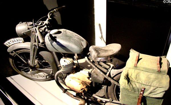 German military motorcycle (1940s) at Caen Memorial. Caen, France.