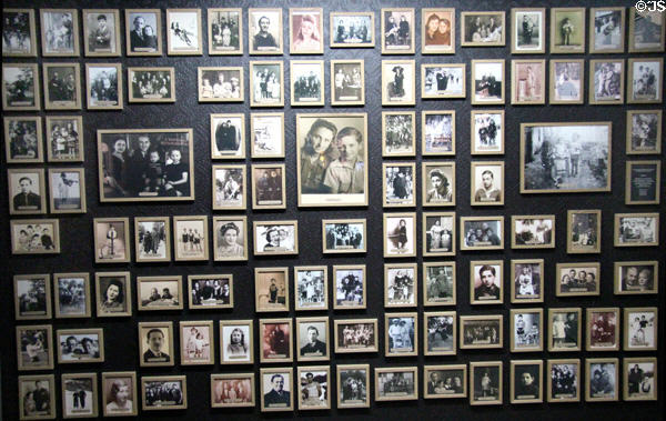 Photo wall of French Jews who died in WWII at Caen Memorial. Caen, France.