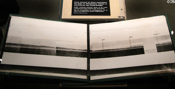 Booklet of panoramic photos of D-Day beaches viewed from sea taken Jan. 1944 at Caen Memorial. Caen, France.