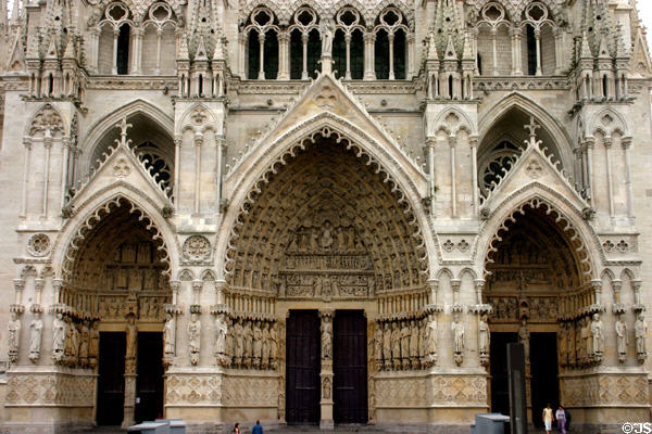 Portals on west front of Amiens Cathedral. Amiens, France.