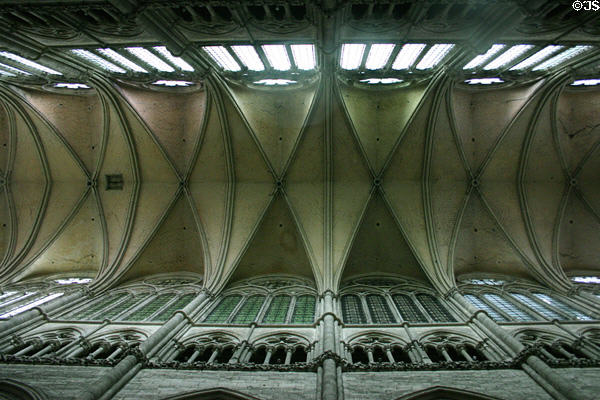 Ceiling vaulting of highest cathedral nave in France at Amiens Cathedral. Amiens, France.