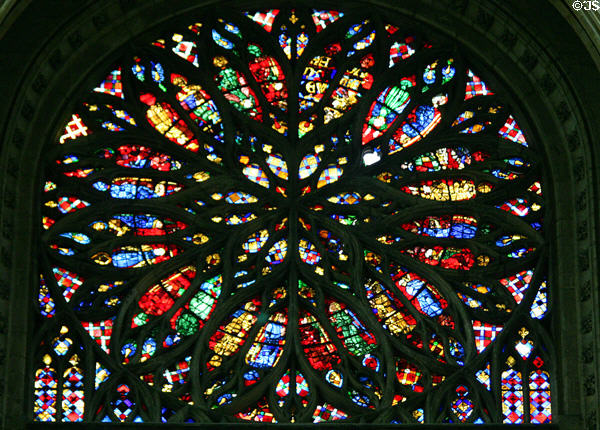 Rose window in south transept of Amiens Cathedral. Amiens, France.