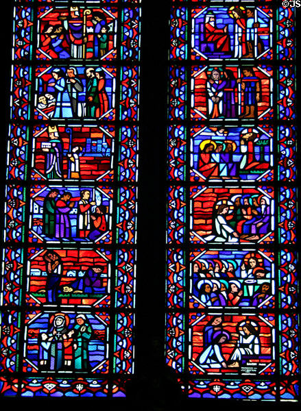Stained glass windows (1933) by Gaudin in Chapel of St James Major aka Chapel of Sacred Heart at Amiens Cathedral. Amiens, France.