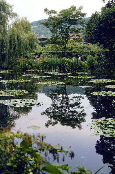 Giverny lily pond with hills in background. Giverny, France.