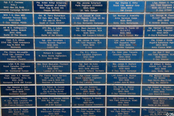 Names of some of 14,000 Canadians who landed on D-Day at Juno Beach Centre. Courseulles-sur-Mer, France.