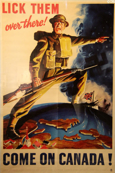 Come on Canada! Canadian WWII poster at Juno Beach Centre. Courseulles-sur-Mer, France.