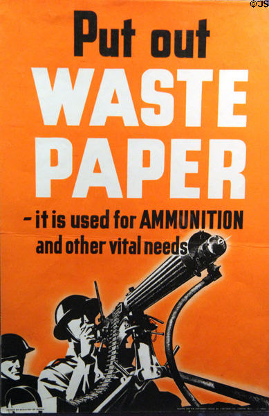 Put out Waste Paper Canadian WWII poster at Juno Beach Centre. Courseulles-sur-Mer, France.