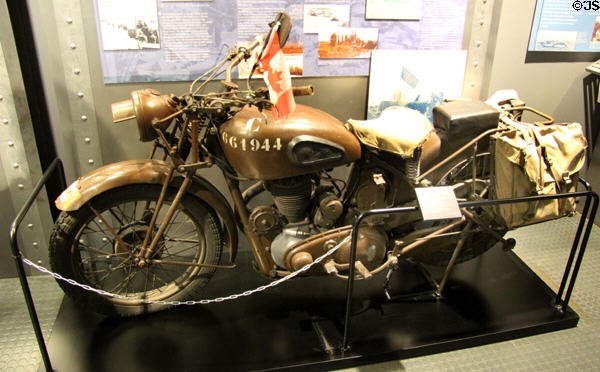 British motorcycle M20 (1941) made by BSA used by Canadian troops on D-Day at Juno Beach Centre. Courseulles-sur-Mer, France.