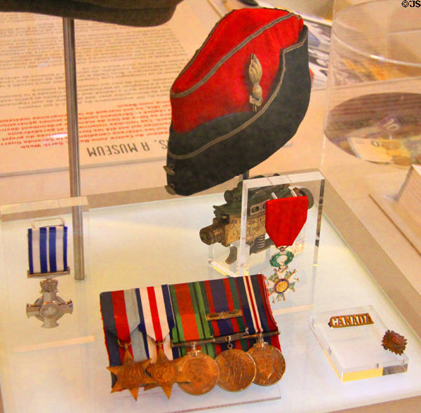 Contributed service cap & medals by D-Day participant Garth Webb at Juno Beach Centre. Courseulles-sur-Mer, France.