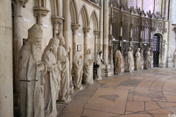 Statuary along ambulatory at Rouen Cathedral. Rouen, France.