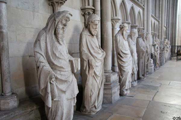 Row of saints at Rouen Cathedral. Rouen, France.