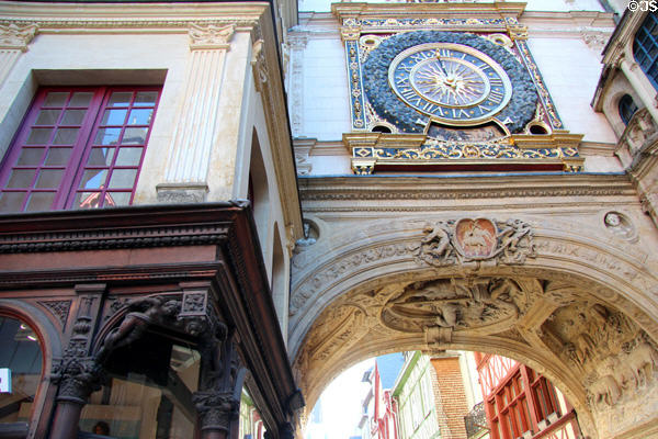 Renaissance details of Great Clock. Rouen, France.
