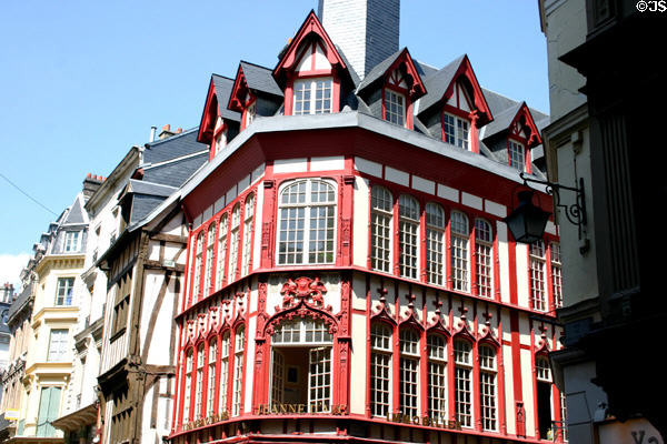 Baroque building on rue du Gros Horloge. Rouen, France.