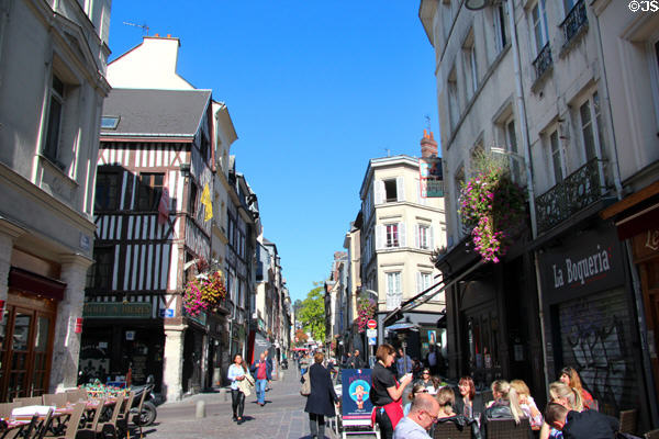 Rue Cauchoise pedestrian streetscape. Rouen, France.