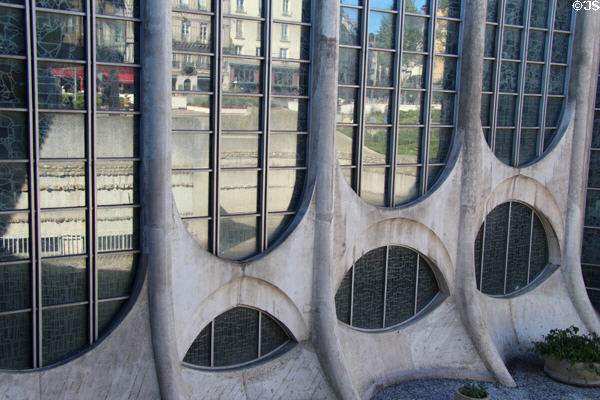 Exterior of windows at St Joan of Arc Church. Rouen, France.