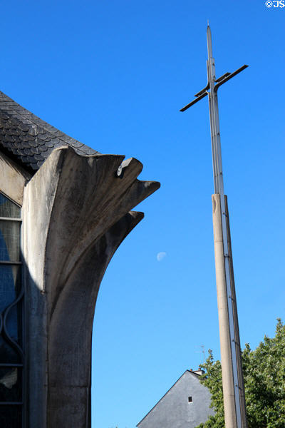 Modern cross at St Joan of Arc Church. Rouen, France.