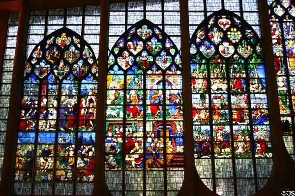 Stained-glass windows (16thC) from destroyed St Vincent's church at St Joan of Arc Church. Rouen, France.