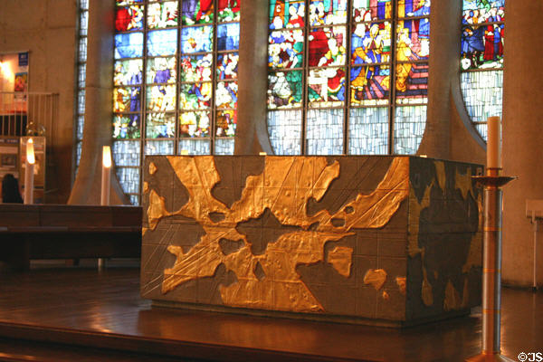 Modern high altar at St Joan of Arc Church. Rouen, France.