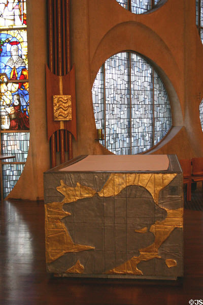 Modern high altar & window at St Joan of Arc Church. Rouen, France.