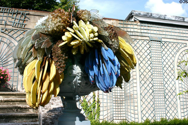 Modern fruit sculpture near St Joan of Arc Church. Rouen, France.