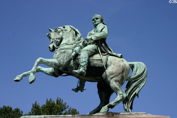 Statue of Emperor Napoleon on Rouen City Hall square. Rouen, France.