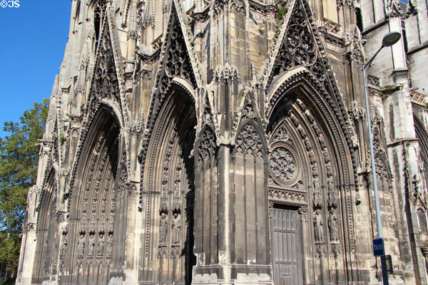 Doorways of St-Ouen Abbey Church (15thC) on Place du Général de Gaulle. Rouen, France.