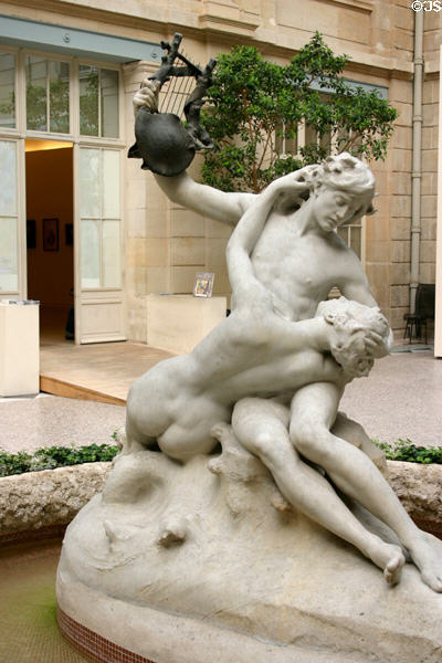 Poet & Siren bronze & marble sculpture (1903) by Emmanuel Hannaux at Rouen Museum of Fine Arts. Rouen, France.