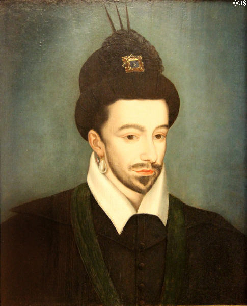Portrait of King Henri III (end 16thC) by unknown at Rouen Museum of Fine Arts. Rouen, France.