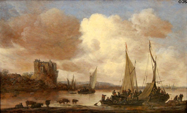 River view painting (17thC) by Jan van Goyen at Rouen Museum of Fine Arts. Rouen, France.