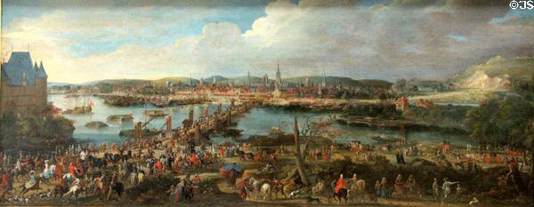 View of Rouen painting (18thC) at Rouen Museum of Fine Arts. Rouen, France.