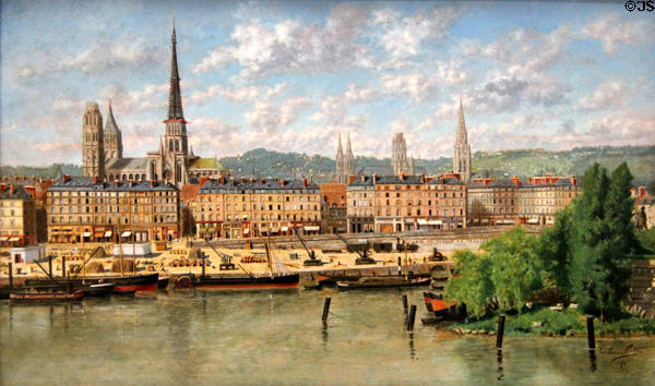Port of Rouen painting (1878) by Torello Ancillotti at Rouen Museum of Fine Arts. Rouen, France.