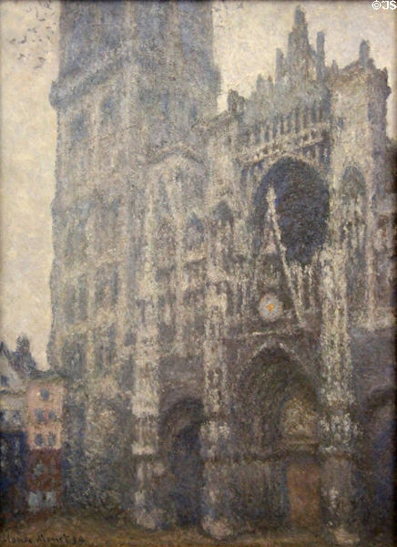 Portal of Rouen Cathedral in gray weather painting (1892) by Claude Monet at Rouen Museum of Fine Arts. Rouen, France.