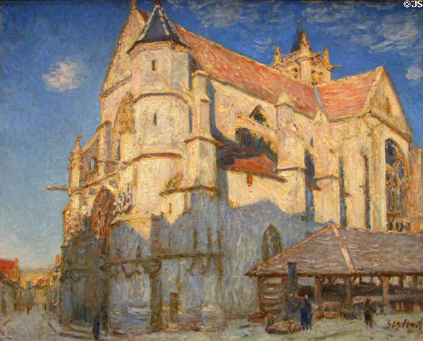 Moret Church, freezing weather painting (1893) by Alfred Sisley at Rouen Museum of Fine Arts. Rouen, France.