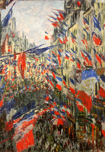 Rue Saint-Denis, June 30 Festival painting (1878) by Claude Monet at Rouen Museum of Fine Arts. Rouen, France.