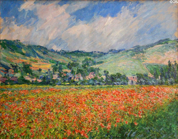 Field of poppies near Giverny (1878) by Claude Monet at Rouen Museum of Fine Arts. Rouen, France.