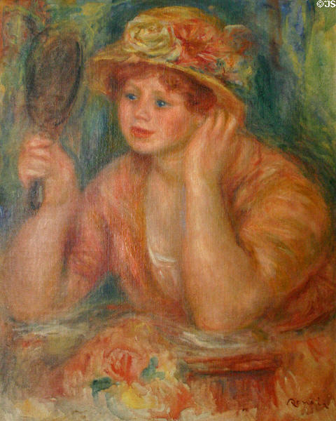 Woman at mirror painting by Auguste Renoir at Rouen Museum of Fine Arts. Rouen, France.