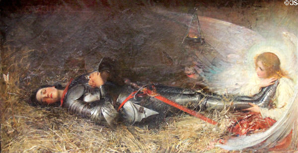The sleep of Joan of Arc painting (1895) by George William Joy at Rouen Museum of Fine Arts. Rouen, France.