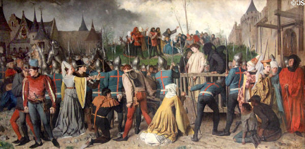 Joan of Arc being taken to interrogation in Rouen in 1431 painting (19thC) by Isidore Patrois at Rouen Museum of Fine Arts. Rouen, France.