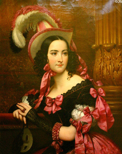 The Venetian (at masked ball) painting (1837) by Joseph-Désiré Court at Rouen Museum of Fine Arts. Rouen, France.