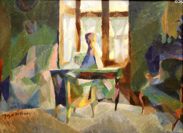 Bay window of small salon painting by Jacques Villon (aka Gaston Duchamp) at Rouen Museum of Fine Arts. Rouen, France.