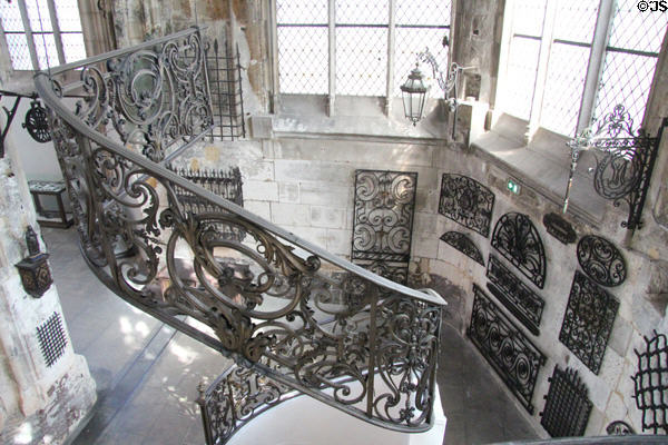 Wrought iron banister & grills at Wrought Iron Museum. Rouen, France.