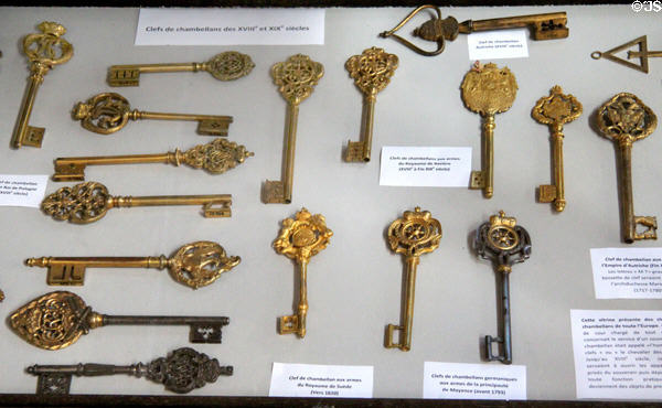 Collection of antique door keys at Wrought Iron Museum. Rouen, France.
