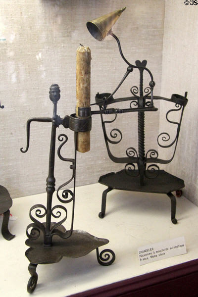 Adjustable height candle stands (18thC) from France at Wrought Iron Museum. Rouen, France.