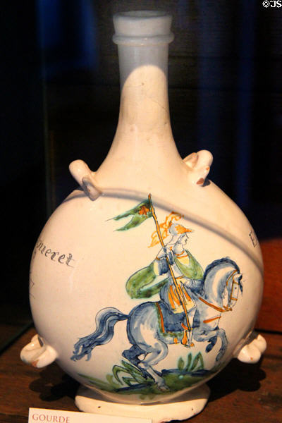 Earthenware gourd (1667) by Edme Poterat of Rouen or Nevers at Rouen Ceramic Museum. Rouen, France.