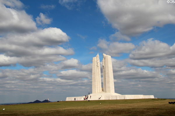 Vimy Ridge Memorial sits on territory given to Canada by France as thanks for the defense of France. Vimy, France.
