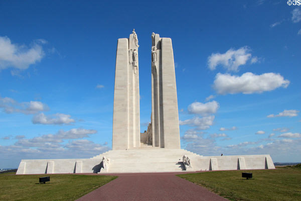 Vimy Ridge Memorial to Canadian troops who overran entrenched German defenders on April 9, 1917. Vimy, France.