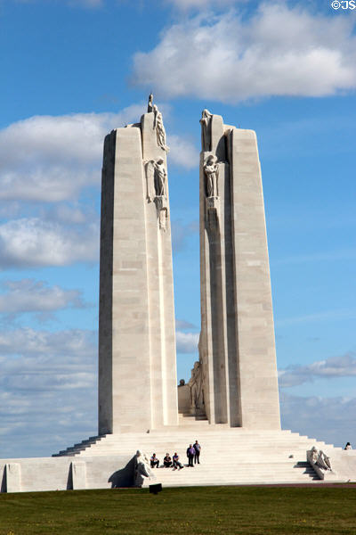 Vimy Ridge Memorial (opened July 26, 1936) to honor over 60,000 Canadian troops killed in WWI. Vimy, France.