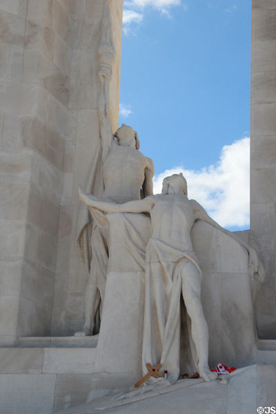 Torch bearer & sacrifice statues at Vimy Ridge Memorial. Vimy, France.